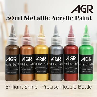 50 ml metallisk akrylfärgpigment – guld-, silver- och kopparhartsfärg för gipshantverk, smyckestillverkning, spatelkonst och gör-det-själv-färgning - Multi-color