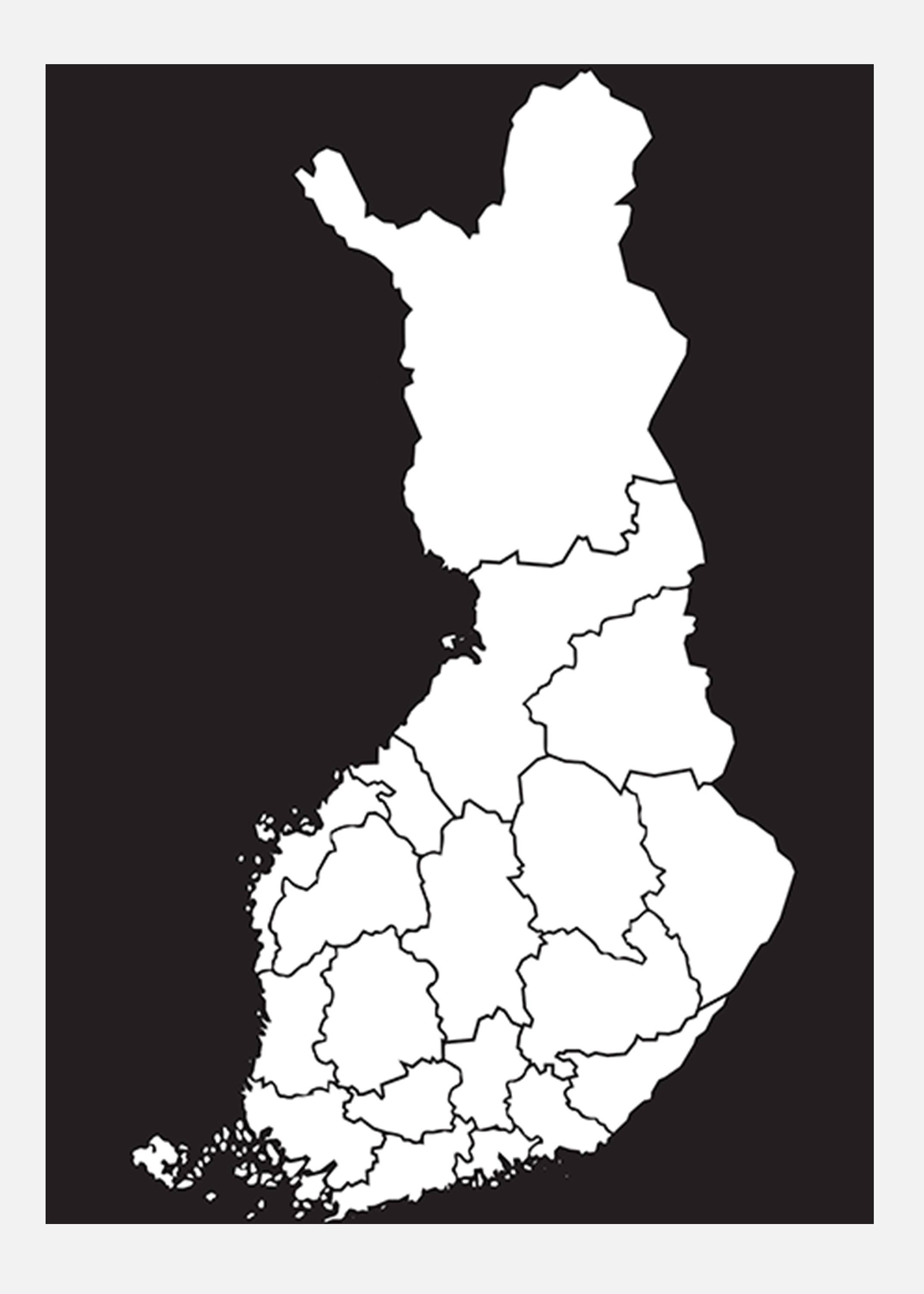 Karta - Finland - Vit Canvastavla (50x70 cm)