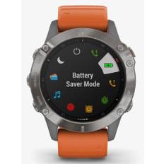 Garmin Unisex Fenix 6 Sapphire Edition Titanium Ember Orange Rubber Strap Watch 010-02158-14