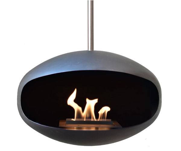 Cocoon Fires Aeris Black Biopejs - Med Rustfri Stål Loftstang - +100 cm / Loft standard