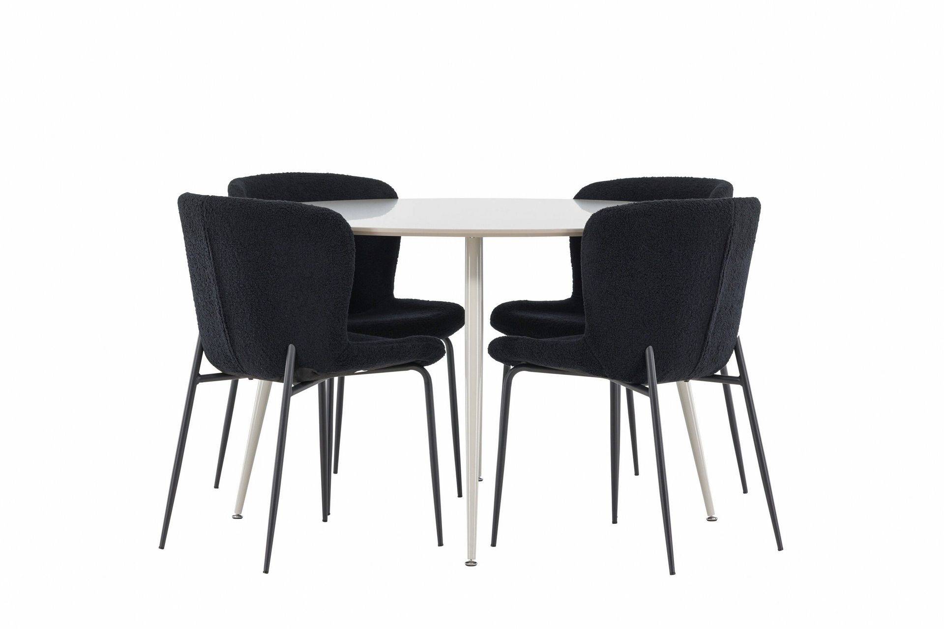 Venture Home Plaza Matgrupp 120 cm Rund med 4 Modesto stolar - Beige/Svart Matgrupper Beige Trä