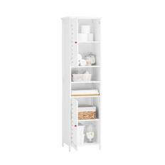 SoBuy BZR209-W Badrumsskåp, högt badrumsskåp, smalt med 2 dörrar och öppen hylla, högskåp, badrum med justerbart skåp för familjer med stort utrymme, 45 x 41,5 x 170 cm