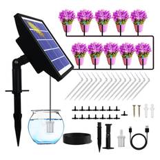 Solar Automatisk droppbevattningskit Anti-hävert Soldrivet bevattningssystem för trädgårdsbalkong svart