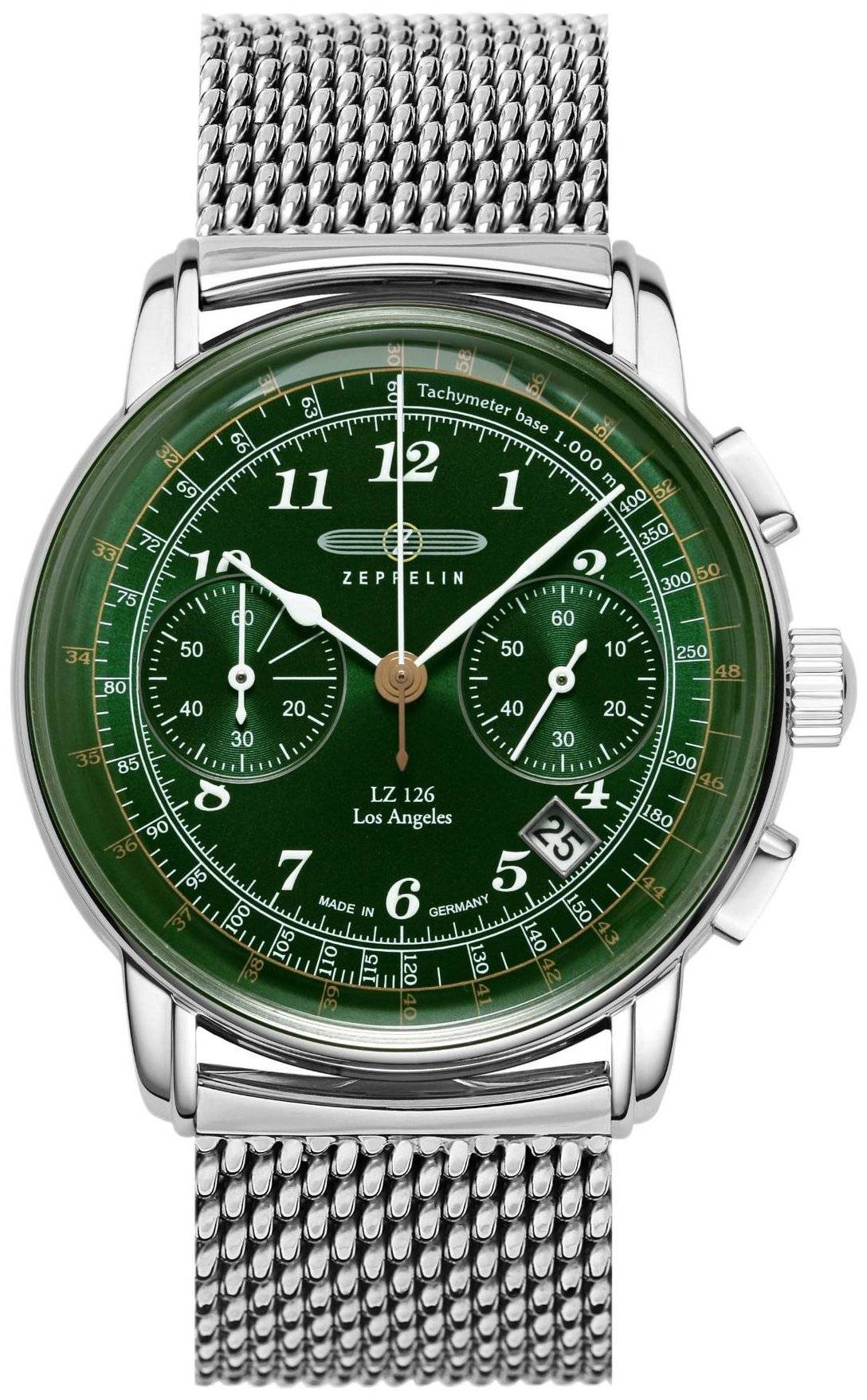 Zeppelin Herreur 7614M4 Lz 126 Los Angeles Grøn/Stål Ø42 mm