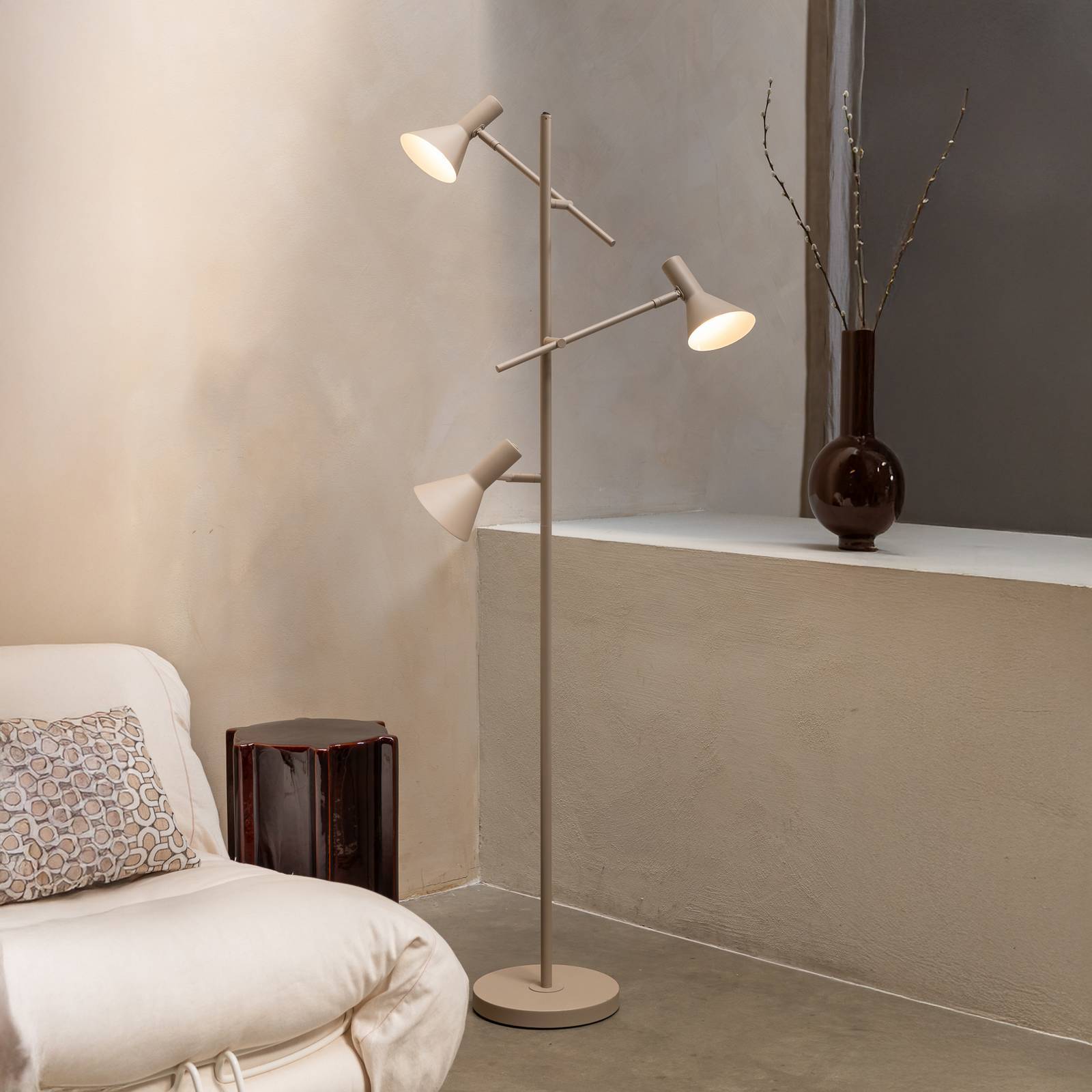 IT´S ABOUT ROMI Golvlampa Izmir, Creme / bärnsten, Vardagsrum / matsal, Metall, Modern, Golvlampa