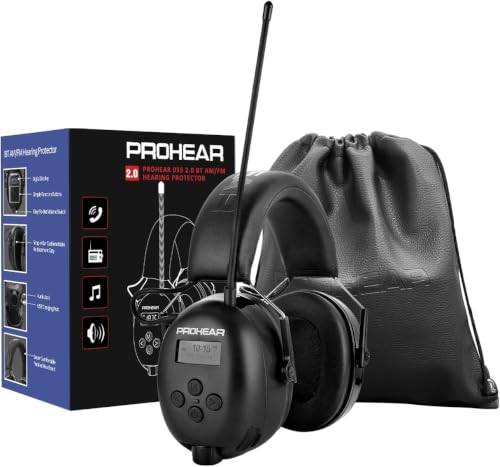 PROHEAR 033 Hörselskydd med radio, SNR31dB – öronskydd med Bluetooth FM/AM, inbyggd mikrofon och brusreducering för bullerintensiva fritidsaktiviteter – svart
