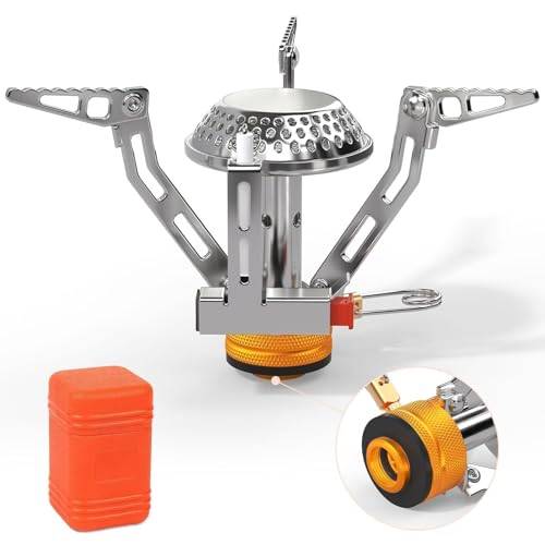 Awroutdoor Gas-campingkök 3 000 W, gasspis med piezo-tändning vindtät, gas-camping spis liten bärbar vikbar, gasbrännare, camping stove för utomhus picknick vandring