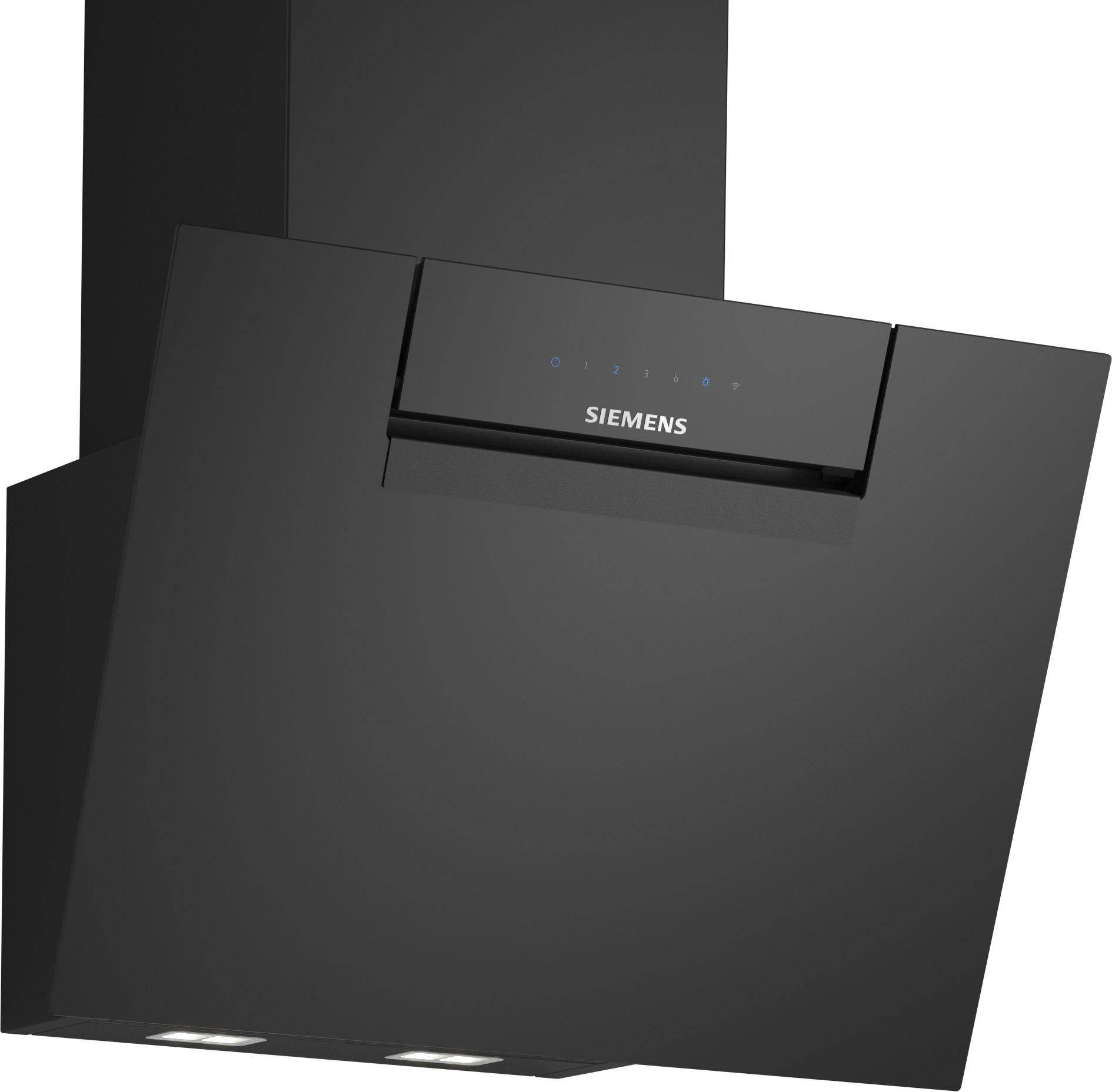 Siemens - LC67KFN60 - iQ300, Vägghängd köksfläkt, 60 cm, Klarglas med svart tryck, Svart