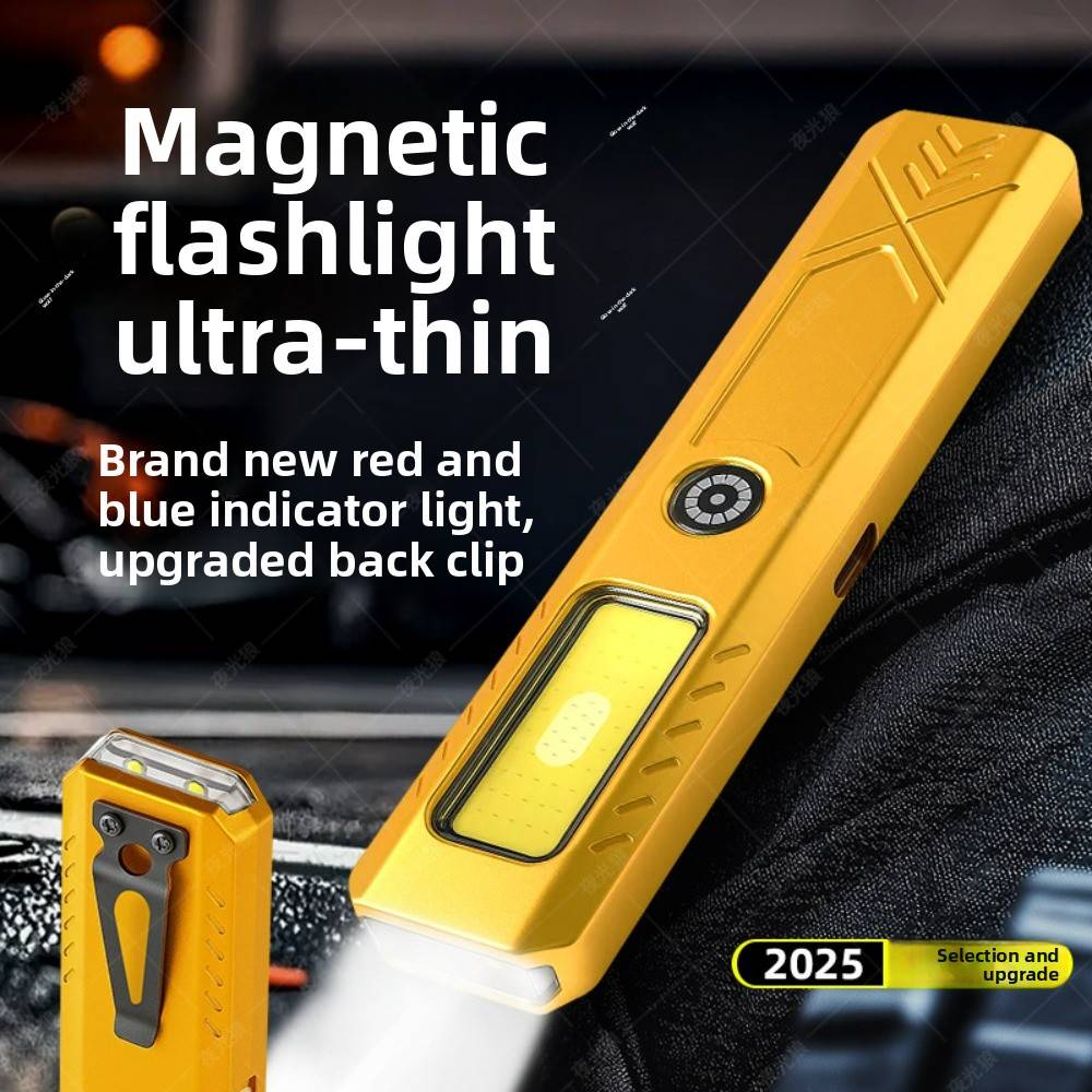 Magnetic Ultra-Thin Tactical Flashlight Super Bright Mini Rechargeable Torch Auto Repair Outdoor Activities&Portable Maintenance