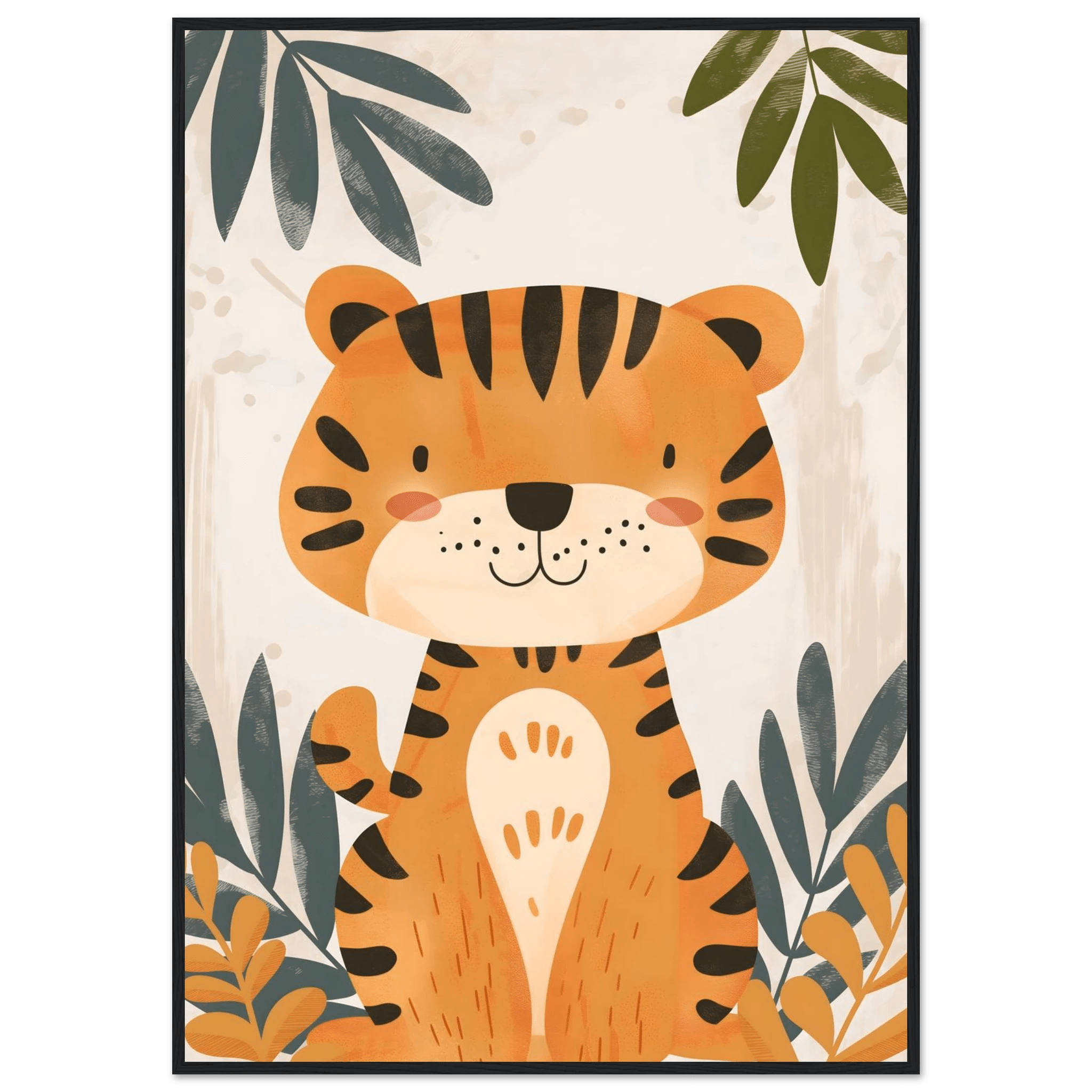 Tigerposter-70x100 cm / 28x40″ / Med ram / Svart