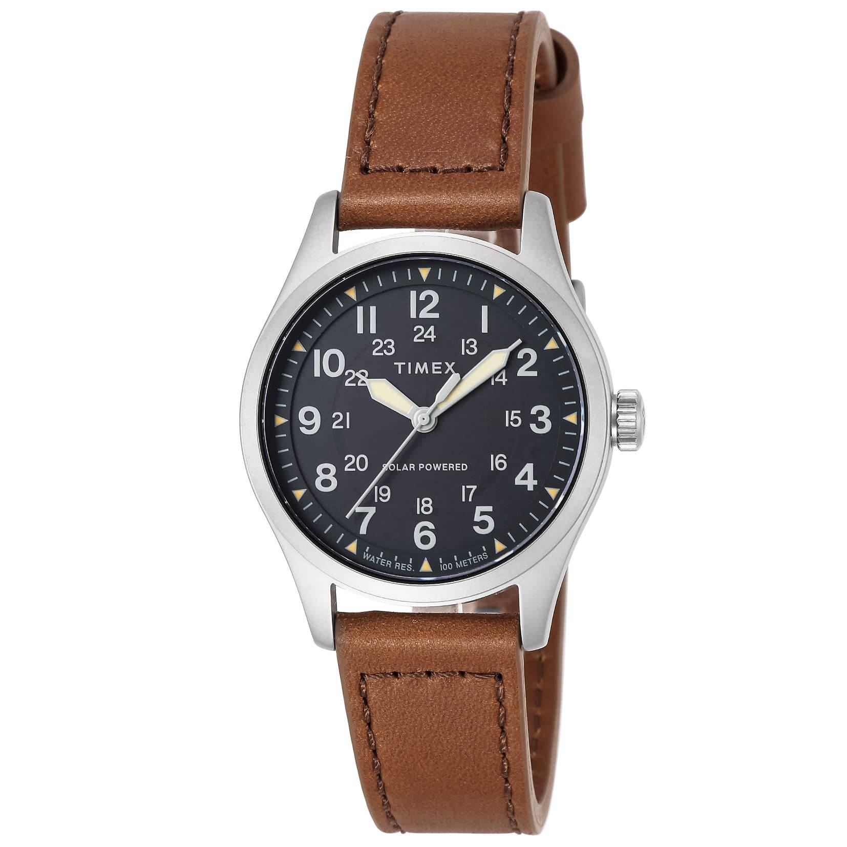 TIMEX Expedition North Herrklocka, 10 ATM Vattentålig, Ljusbrun Urtavla, 36mm Boett, Modell TW2V00200 brun