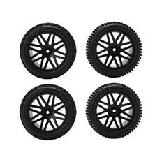 RC Bildäck, RC Gummidäck 86 Mm Fälg Hjuldäck med V-håls Kontur för WLToys 144001 124018 124019 12428 1/10 RC Biluppgraderingsdelar(svart) Biltillbehör