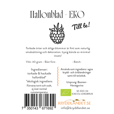 Hallonblad Torkade - Hallonbladste - Ört Te - EKO