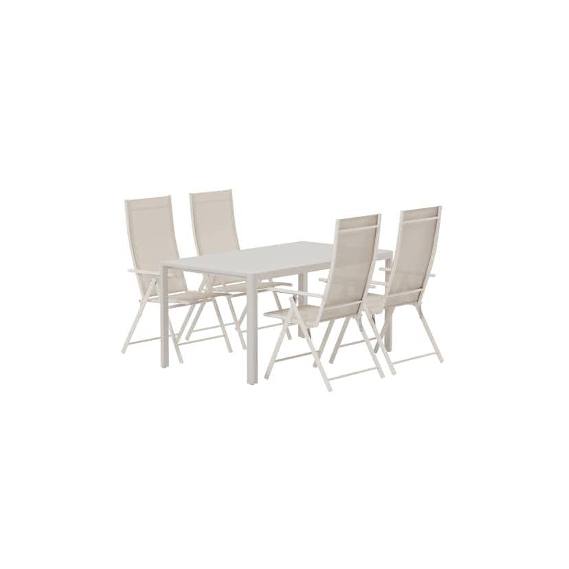 Matgrupp Utomhus Venture Home Giardini 90x150 cm med 4 st Levanzo Trädgårdsstolar
