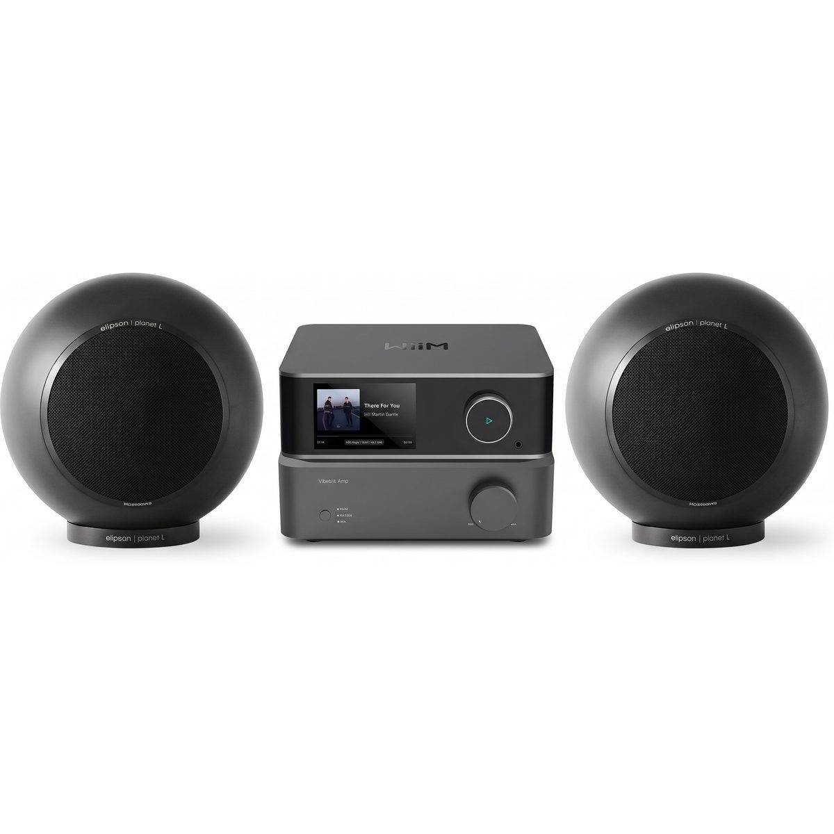 Elipson + WiiM Planet L Performance 2.0 mattsvart (2-pack) + Vibelink + Ultra Space grå