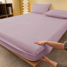 1 st. enfärgat ljuslila dra-på-lakan, madrasskydd, madrassöverdrag för säng, lakan, mjukt och andningsbart, för alla storlekar - twin, full, king, que - Mauve Lila (Multi-size)