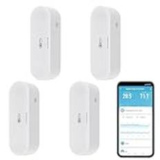 Intelligent termometer-hygrometer: USB/batteridriven Zigbee-inomhustermometer och fuktsensor, homekit-temperaturmonitor fungerar med Alexa, Zigbee-Hub krävs (4-pack)