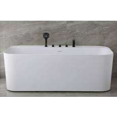 Drejø 170 cm fritstående badekar - mat hvid - med sort armatur