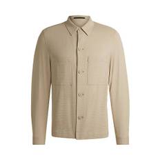 Relaxed-fit overshirt in stretch seersucker