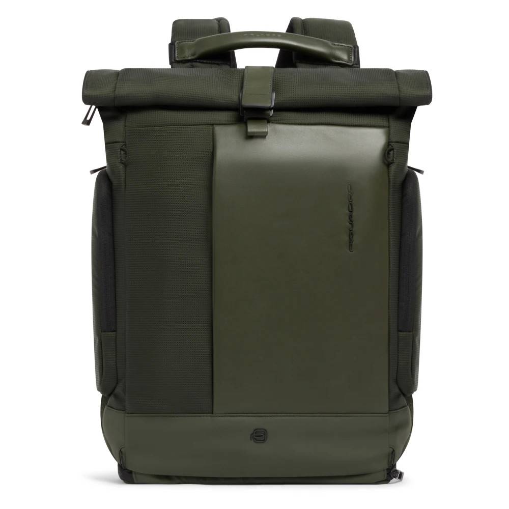 Piquadro Udvidbar Rygsæk med Roll-Top til Laptop 15-6" - Tasker - Herre - Grøn - ONE SIZE - Læder