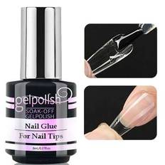 Superstarkt nagellim för akrylnaglar, nageltips, press-on-naglar, lösnaglar, salongskvalitet, nagellim med pensel, enkel applicering, hållbart och lån - Genomskinlig
