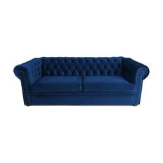 Chesterfield Deluxe bäddsoffa 3-sits - Bäddsoffa Blå Tyg