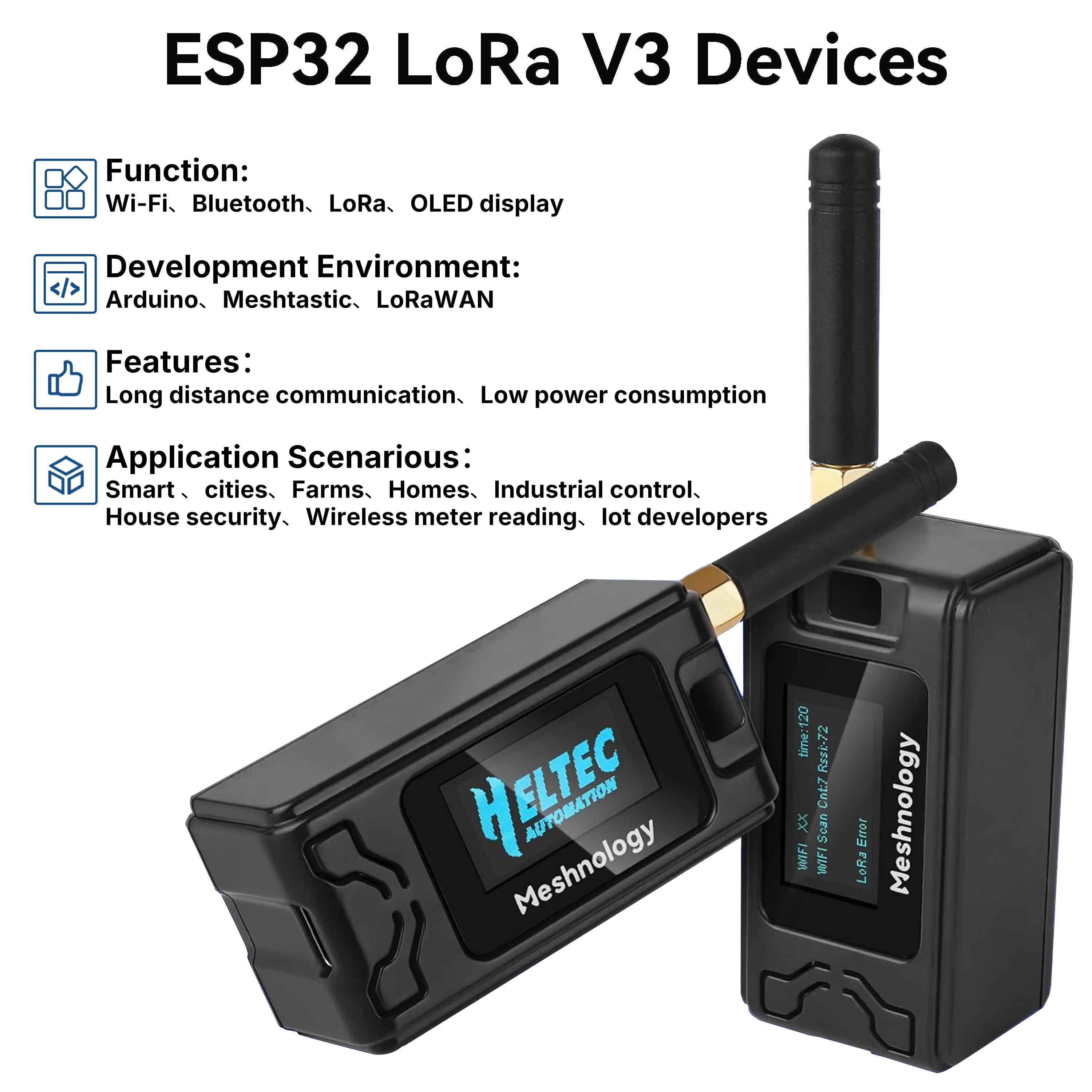 Heltec V3 with Plastic Case WIFI LoRa 32 Development Board ESP32 S3 SX1262 MeshCore Meshtastic LoRaWAN Compatible OLED Display