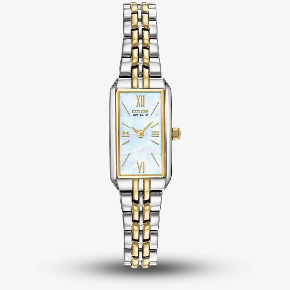 Citizen Ladies Silhouette Two Tone Mother Of Pearl Dial Watch EG2694-59D - Silver