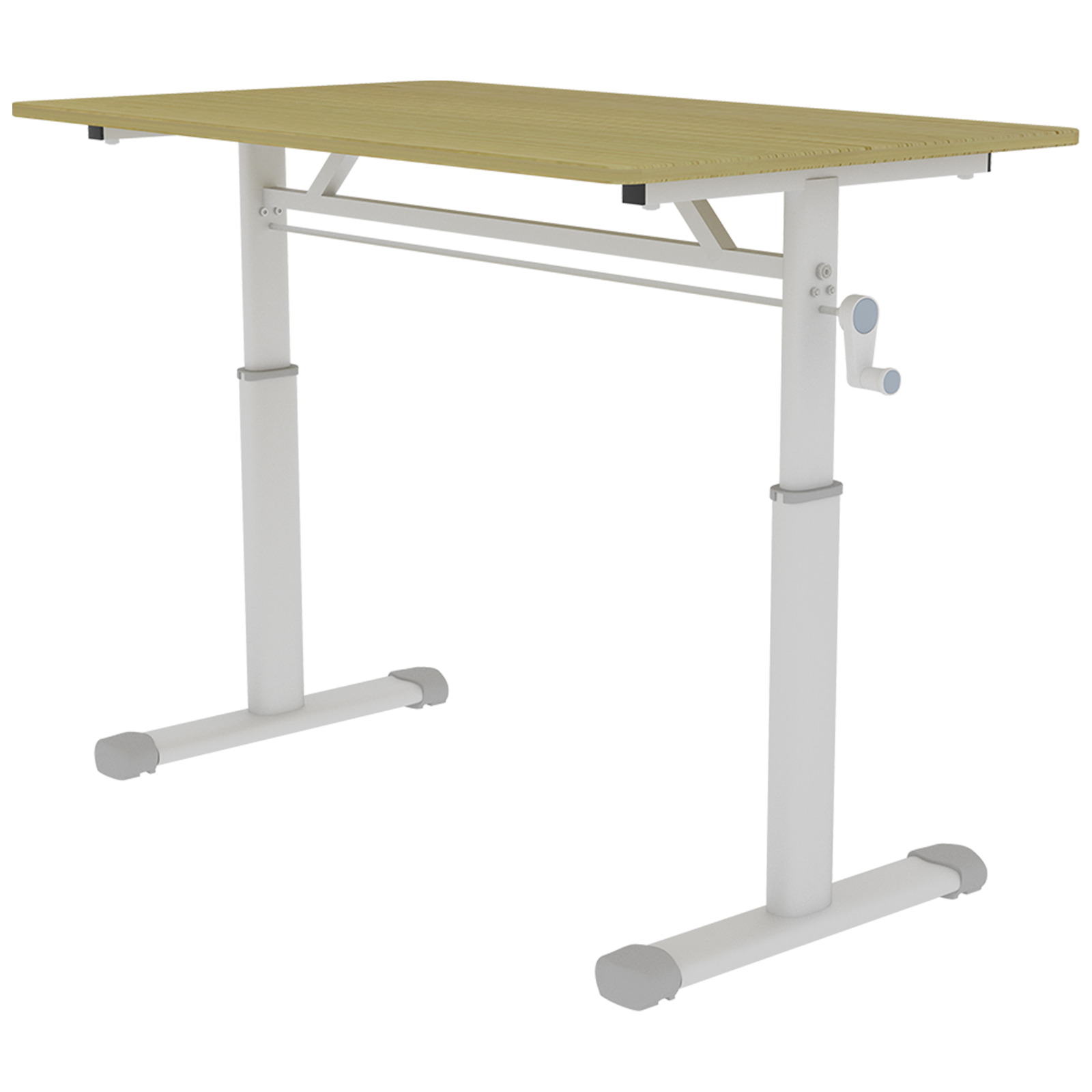 Adjustable Study Desk for Kids and Adults, Height-Adjustable Home Office Desk with Compact Design, White Frame and Natural Wood-Colored Tabletop, 60cm x 100cm