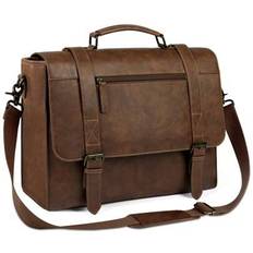 Messenger Bag Men Laptop Bag 15.6 Inch Vintage Retro PU Leather Briefcase Satchel Laptop Bags For Men Computer Bag - Multicolor - 15.6in