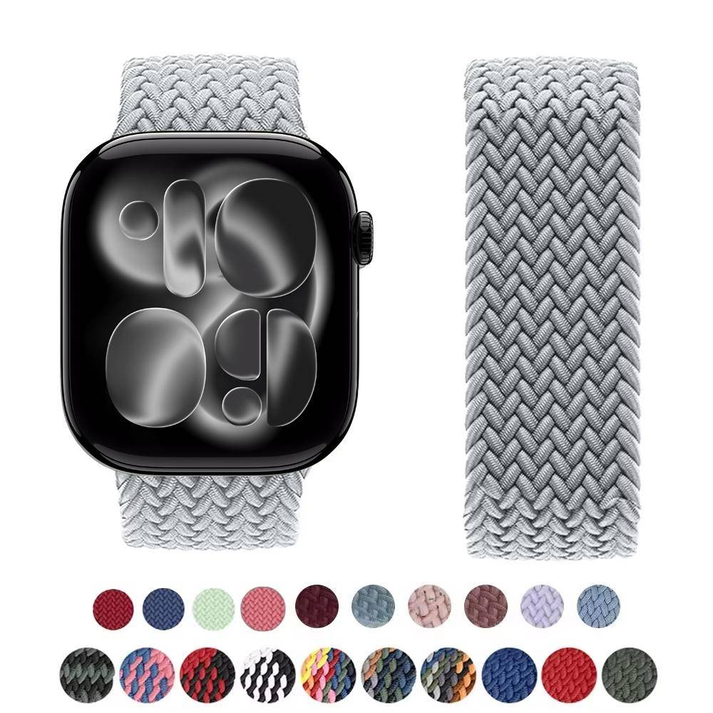 Flätat Solo Loop-armband för Apple Watch 10 11 Band 44mm 40mm 45mm 46mm 49mm 41mm Correa Armband iWatch Series SE 8 9 Ultra 2 3