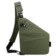 Kexpery Mode för män bröstväska multifunktionell midjeväska stor kapacitet enkel väska stöldsäker väska justerbar rem ergonomiskt midjepaket, Armégrönt, left shoulder, Verktyg