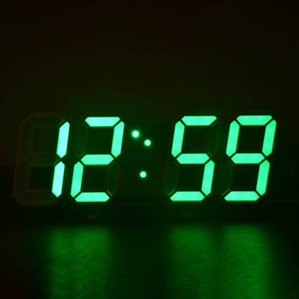 3D LED vægur med fjernbetjening, 24-timers visning og temperatur
