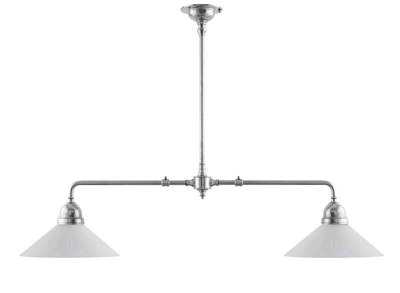 Loftslampe - Spillebordslampe nikkel, hvid skærm - 35 cm