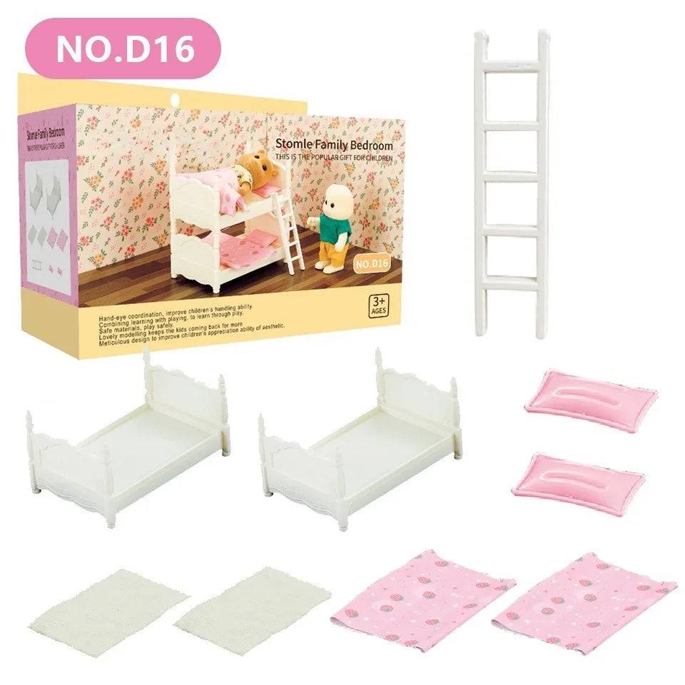 Forest Family Reindeer Rabbit Panda Animal Simulation Dollhouse Furniture Toy Set - D16