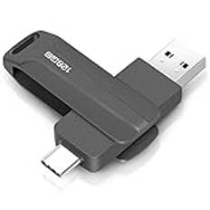 USB-minne 128 GB 2 i 1 USB flashdrives USB 2.0 USB C typ C Memory Stick OTG Dual Flash Drive 2-i-1 Memory Stick för surfplatta, PC, Android Mobile Phone (Samsung, Huawei, Honor, Xiaomi) Grå