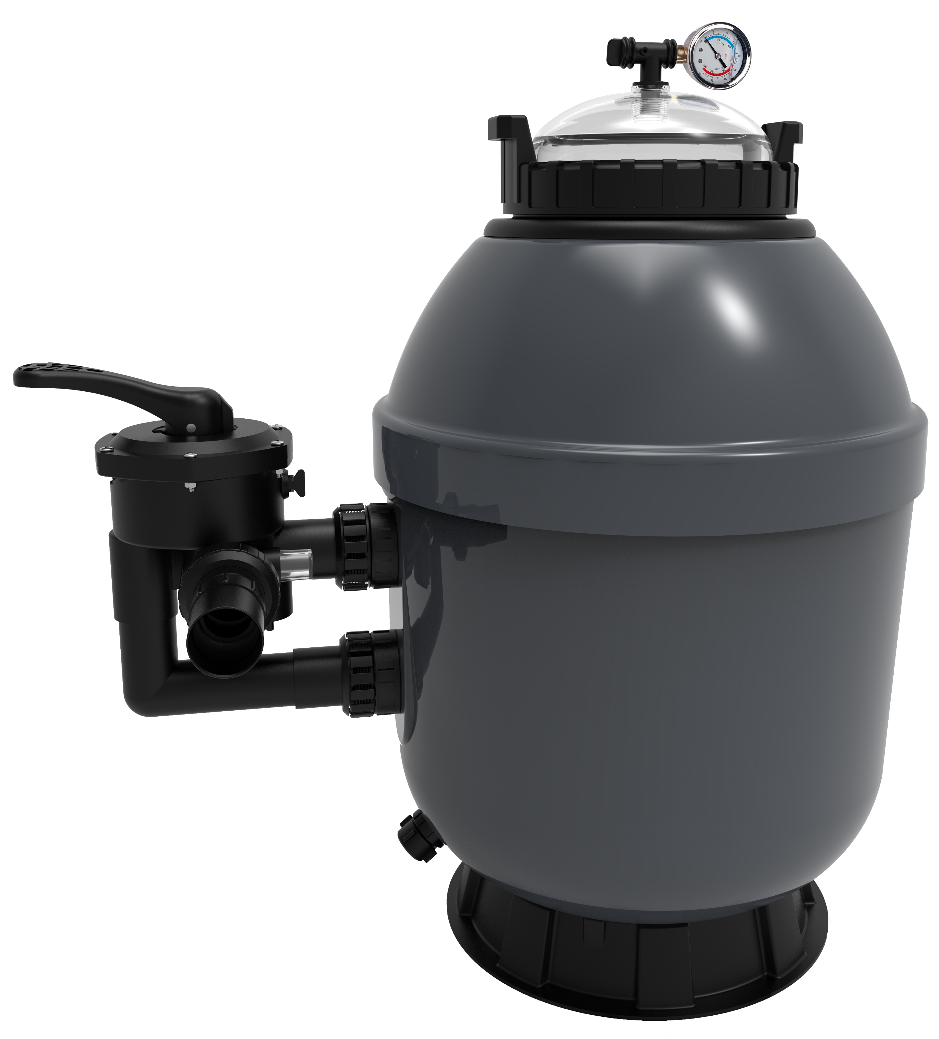 Poolex Sandfilter Rock SIDE Gelcoat Ø21 til Ø36 til swimming pool.