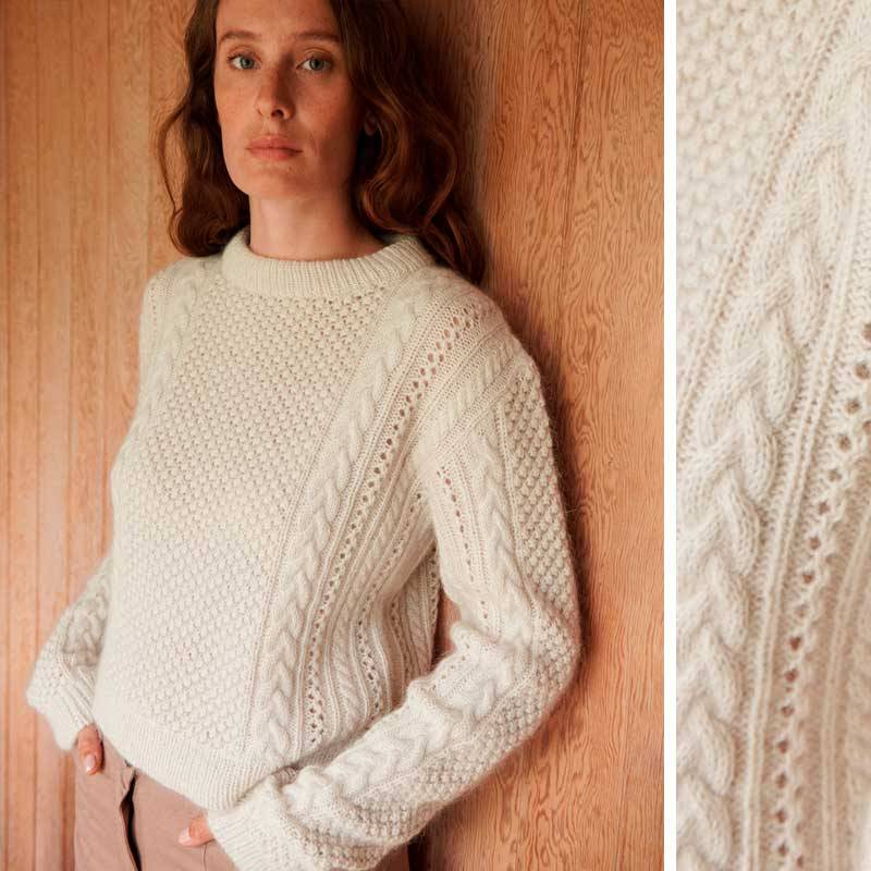 Strikkekit Isla sweater fra Le knit i Sunday og Tynd Silk Mohair - M-L: 14 nøgler garn (7+7)