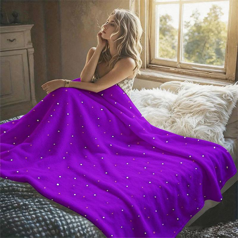 Purple Dot Texture Flannel Blanket Warm Soft Halloween Christmas Decorative Couch Warm Cozy All-Season Gift