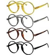 Eyekepper 4-Pack Överdimensionerade Runda Läsglasögon för Män Kvinnor Vintage Läsare med Fjädergångjärn - Mix 2,25