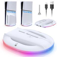 FASTSNAIL LED Standfuß für PS5 Slim Konsole, RGB Ständer kompatibel mit Playstation5 Slim Digital/Disc Edition，Zubehör für PS5 Slim
