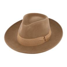 Fedora filthat med bredt stofb�nd, vandt�t og sammenfoldelig, kamel - 58 cm