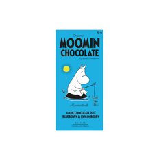 Organic Moomin Chocolate Moomintroll - Mörk choklad 70% med lingon & blåbär