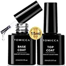 2 * 15ml Base and Top Coat, TOMICCA UV gel base coat & top coat glossy för gel naglar nagelkonst manikyr set