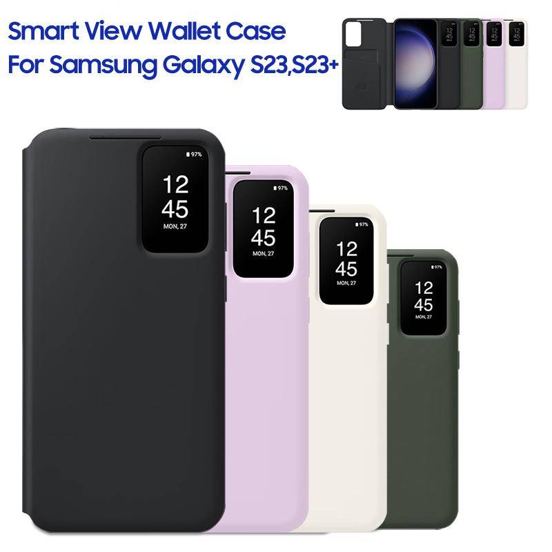 S-View Plånboksfodral med Flik För Samsung Galaxy S23 S23+ S23 Plus SM-S911B SM-S916B Smart View Telefonskal Skydd grön