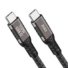 ZIIXII 100 W USB C till USB C-kabel, 1,5 m USB C-kabel till USB C laddningskabel snabbladdningskabel typ C laddkabel, nylonnät för Samsung Galaxy S22 Ultra S21 S20 Note surfplatta Huawei