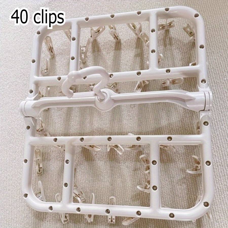 Multi-functional Collapsible Laundry Rack, 40 Clip Hanging Organizer For Dormitory, Travel-friendly Clothes Drying Rack With Anti-slip Clips, Plastic Sock Drying Rack, Underwear, Scarves, Drying Racks