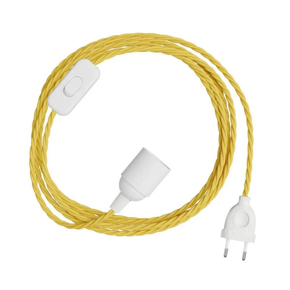 Creative Cables Snakebis Twisted E27 Kabelsæt Med Lampeholder. Stof Flettet Kabel Og 2-stikprop 3 M