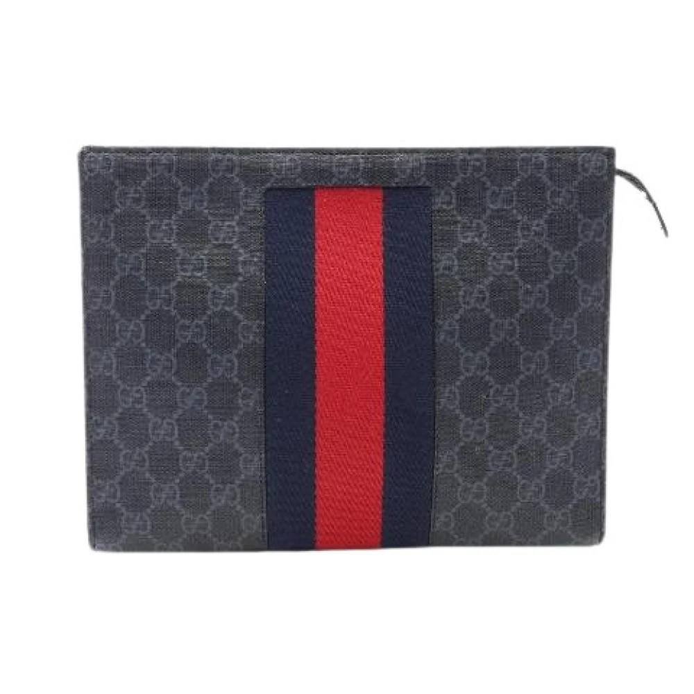 Gucci Vintage Pre-owned GG Supreme PVC Coated Canvas Clutch Bag - Vintage - Herre - Blå - ONE SIZE - Læder