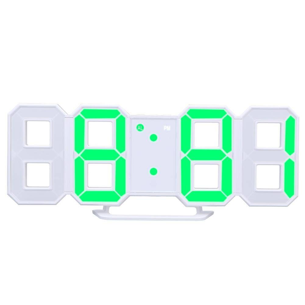 8 formad 3d digital bordsklocka usb datum tid celsius display väckarklocka led nattlampa väggmonterad väckarklocka hem skrivbord deco - Grön